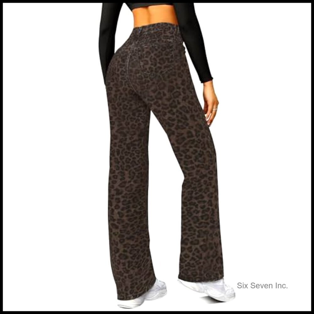 High Waisted Straight Leg Boyfriend Jeans, Microelastic Denim Pants - Picture 2 of 5